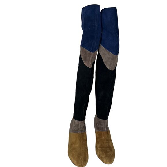 Loeffler Randall Color Block Over The Knee Suede Boots Size 8.5 - Picture 5 of 10